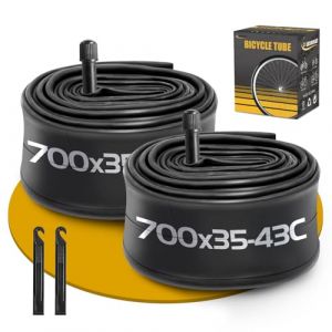 Pack de 2 Chambre à air 700 x 35-43C pour Vélo de Route AV48mm Valve Schrader, Chambre à air Compatible avec Les Pneus de Vélo 700 x 35C/36C/37C/38C/39C/40C/41C/42C/43C (Gesinikad, neuf)