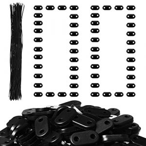 Kit de Fixation de Clôture Brise-Vue de Confidentialité en PVC Résistants à Intempéries, 100 Clips de Montage en PVC avec 100 Attaches de Câble Plate de Montage pour Jardin Balcon (Noir) (BonniColole, neuf)