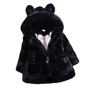 Gaorui Manteau Fausse Fourrure &agrave; Capuche Oerille Enfant B&eacute;b&eacute; Fille Mode Hiver Zipp&eacute; (Libo global, neuf)