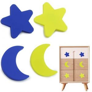 LACHT 4 Pi&egrave;ces Bouton De Meuble, Caoutchouc Souple Anti-Collision Bouton De Meuble Enfant, &Eacute;toiles, Lune Bouton De Porte, Pour Assurer La S&eacute;curit&eacute; De B&eacute;b&eacute; Bouton De Tiroir (candy27seven, neuf)