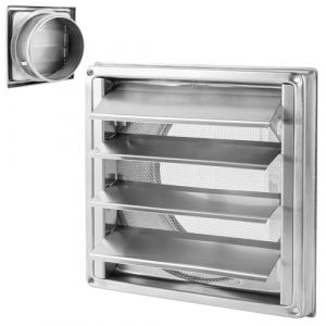 YAYODS Grille de Ventilation Ext&eacute;rieure 150mm en Acier Inoxydable, Grille d A&eacute;ration avec Volets Mobiles et Clapet Anti-Retour, Bouche d Extraction avec Moustiquaire pour Cuisine, Hotte et S&egrave;che-linge (Yayods, neuf)