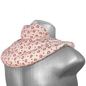 Coussin de nuque avec col montant - Bouillotte sèche aux pépins de raisin - Coussin épaules et cou - Coussin cervicales chauffant - Design: amour champêtre (Giraffenland, neuf)