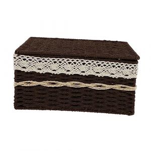 Gogogmee Panier De Rangement Rectangulaire Tressé Organisateur Cosmétique Multifonctionnel Avec Capacité Pour Accessoires Style Naturel Et Élégant (Kolding Luo, neuf)