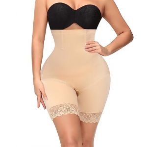 Culotte Gainante Femme Ventre Plat Invisible Short Gainant Taille Haute Gaine Amincissante Invisible Panty Gainant Anti Frottement Cuisse Minceur Shapewear Dentelle Shorts (Beige-Mesh,L) (YARRCO, neuf)