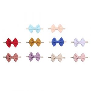 KESYOO Lot de 10 bandeaux &eacute;lastiques en nylon pour enfant Multicolore Bandeau Cheveux N&oelig;ud Doux et l&eacute;ger Accessoires pour nouveau-n&eacute; et f&ecirc;tes d'enfants Couleur al&eacute;atoire Couleur al&eacute;atoire Couleur (MinzeL, neuf)
