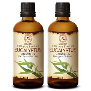 Huile Essentielle d'Eucalyptus 2x100 ml - Eucalyptus Globulus - pour Diffuseur et Lampe Aroma - le Savon et les Bougies - Huile de Sauna - Parfums d'Int&eacute;rieur - Ar&ocirc;me frais - Aromath&eacute;rapie (AROMATIKA trust the power of nature, neuf)