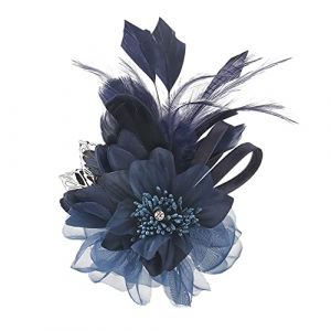 Broche avec Plumes Fleur Pince &agrave; Cheveux Tissus Faits &agrave; La Main Broche Fleur Plume &Eacute;pingles Cheveux Accessoires Plume Bandeau V&ecirc;tements Fleur Clips Chapeau pour Halloween Mariage (4845966456652656456, neuf)