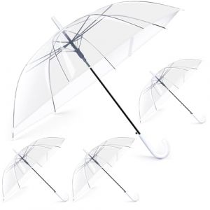 Hestya 4 Paquet Parapluies Transparents pour Mariage Parapluie Transparent pour Mariée dôme Semi-Automatique Pour Femmes et Hommes,mariée, Demoiselle d'Honneur, Marié, Fête (Hoocowayee, neuf)