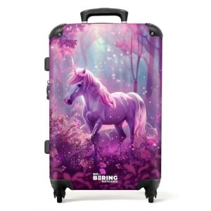 NoBoringSuitcases.com Valise Enfant, Grande Valise, Valise Enfant Fille, Valise Enfant Roulette, Serrure TSA, Valise 23kg, Valise Fille, Valise Grande Taille (67cm - 72L) (Licorne - Magenta) (NoBoringSuitcases, neuf)