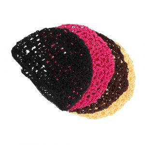 VICASKY 4 Pi&egrave;ces Filet &agrave; Cheveux Crochet Extensible Bonnet Maille pour Dormir Couvre-chignon Fait Main Bonnet Perruque pour Femmes (Belicious Helper, neuf)