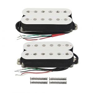 FLEOR Micros Humbucker pour guitare &eacute;lectrique Ensemble de micros &agrave; pont et &agrave; manche pour guitare &agrave; double bobinage - Blanc (iknmusic-uk, neuf)