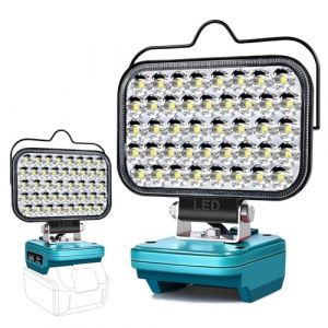 Lampe Led Rechargeable Pour Batterie Makita 18V,80W Baladeuse Lampe 8000LM de Chantier Alimenté Par Pile, Projecteur avec Charge Type C & USB la Randonnée, la Pêche, Chantier(Sans Batterie) (DGQCD, neuf)