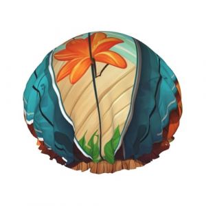 Bonnet de douche double couche pour femme, bonnet de bain élastique réutilisable, bonnet de bain sur planche de surf sur cheveux en bois imperméable pour femme, spa, salon, bonnet de douche, bonnet de (amixiemao111, neuf)
