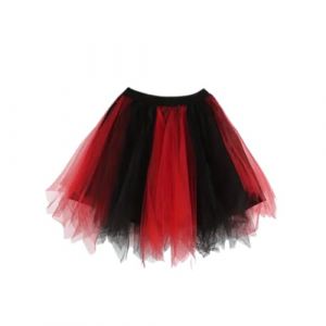 Boolavard Jupe Tutu en Tulle pour Femme, Costume de Carnaval, Jupe Vintage en Tulle des Années 50 (FR/ES, Alpha/Lettres, TTG, 3TG, Taille Normale, Taille Normale, Rouge Noir) (Boolavard, neuf)