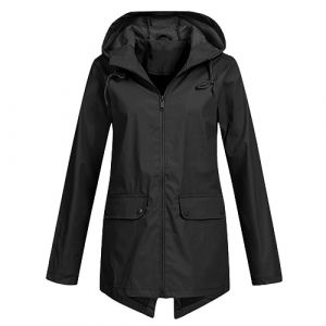 Veste De Pluie Femme Kaki Sport Impermeable Randonnée Imperméable Coupe Vent Pliable Running Legere Respirante Parka Ciré Capuche avec Poches Pluie Softshell Veste Vetement (ZJsz, neuf)