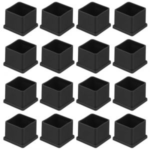 QUARKZMAN 16Pcs Embouts de Pieds de Chaise Carrés en PVC, 32mm x 32mm OD, Noirs, Protections de Pieds de Meubles pour Table, Capuchons de Pieds de Chaise, Protège-Sols pour Table de Patio, (QUARKZMAN, neuf)