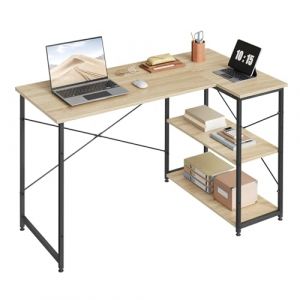WOLTU Bureau en L avec Rangement et Etagere, Table Bureau pour &Eacute;tudes et Chambre Ado, 120x73x72 cm, Ch&ecirc;ne+Noir (WOLTU GmbH, neuf)