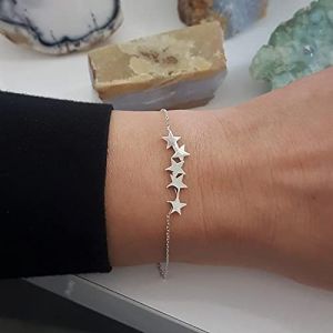 Inateannal Bracelet &Eacute;toile Boho Bracelet Cha&icirc;ne &Eacute;toile Argent Bracelet &Eacute;toile Vintage Bracelet Minimaliste Bracelet R&eacute;glable Bracelet Cha&icirc;ne Bijoux Pour Femmes Et Filles Cadeaux (Inateannal, neuf)