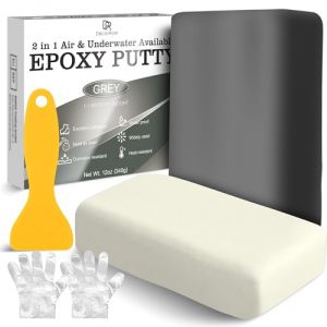 Mastic Epoxy - 340g P&acirc;te &agrave; R&eacute;parer Epoxy Bicomposant pour Collages Multi-Mat&eacute;riaux, M&eacute;tal, Rebouche, Sculpter - Colle &Eacute;poxy Argile de Sculpture R&eacute;pare, Plastique, Pierre, C&eacute;ramique, Milliput (Gris) (DecorRom, neuf)