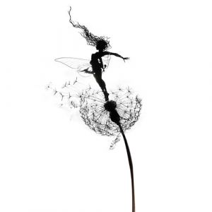 Stgbcst D&eacute;coration de jardin pissenlit f&eacute;e fleur fer pissenlit f&eacute;e sculpture ornement 60 x 14 x 8 cm jardin f&eacute;e pissenlit pour d&eacute;coration ext&eacute;rieure artisanat (A) (Whp., neuf)