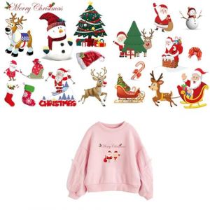 Patch Thermocollant Série De Noël 4 Feuilles 18 Pcs DIY Applique Patchs Stickers de Transfert de Chaleur pour Vêtements Jeans Décor (GINOTREE, neuf)