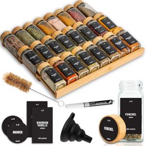 Deco haus&reg; Range epices cuisine tiroir avec Pots Lot de 24 avec &Eacute;tiquettes - Rangement &eacute;pices tiroir - Organisateur epice Grande Capacit&eacute; Extensible (Mortred, neuf)