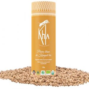 Khla - Poivre Blanc de Kampot Certifié Bio 120 g - Tube Poivre en Grains Biologique - Grand Cru, Fort & Puissant - Ingrédient Cuisine Épice - Direct Producteur - Production limitée - Origine Cambodge (Khla, neuf)