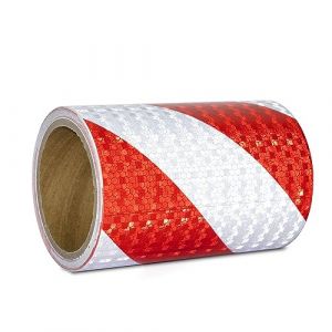 XFXIA Ruban Reflechissant Adhesif Rouge et Blanc 15cm x 10m Bande Reflechissante Autocollante Imperm&eacute;able Bande R&eacute;fl&eacute;chissante pour v&eacute;hicules, voitures, remorques, ext&eacute;rieur (fexia, neuf)