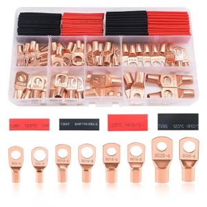 YIXISI 120 Pièces M6/M8 Cosses Tubulaires Kit, Cosses de Embouts de Câble de Batterie, pour Câble Électrique, avec Gaines Thermorétractables, Doré (YXS-DE, neuf)