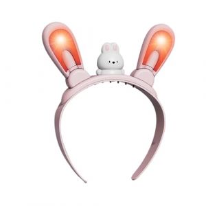 Lampes fantastiques rechargeables Bandeau lumineux Oreille de lapin lumineuse avec oreilles de lapin changeantes de couleur et oscillantes mobiles serre-t&ecirc;te pour le rythme de jeu amusant Rose simple (kilnbright, neuf)