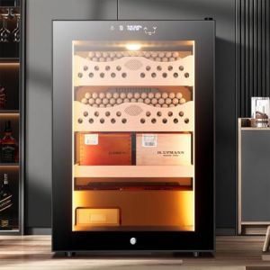 GJBMXSM Cave &agrave; Cigares &eacute;lectrique 50 L, Cave a Cigare pour 300 Cigares avec Refroidissement, Chauffage Et Contr&ocirc;le De L'humidit&eacute;, Tiroirs &agrave; 4 Couches, Humidor pour Hommes, P&egrave;res Et Maris A (JINBAO SHANGMAODIAN, neuf)