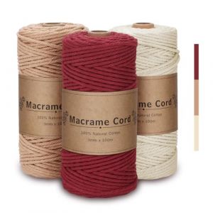 VORHOT Corde Macramé 3mm, Fil Macramé 3mm, Macrame Corde Lot Rouge, Coton, Bobine Fil Macrame pour Bricolage, Artisanat, Tapisserie, Plante Suspendue, Décoration Boho (CATERINA MEGA SHOP S.R.L., neuf)