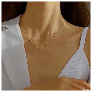 Inilbran Collier Tour De Cou Boho En Cristal &Eacute;meraude Collier Pendentif En Cristal Vert Collier Tour De Cou En Cristal &Eacute;meraude Goutte D'or Collier Tour De Cou En Cristal &Eacute;meraude Vintage Collier (Inilbran, neuf)