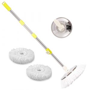 ARSUK Balai Nettoyant 360° Rotatif Ajustable – Manche Acier Inoxydable Extensible 127 cm – 2 Têtes Microfibre Remplaçables – Nettoyage Efficace sans Effort (arsuk, neuf)