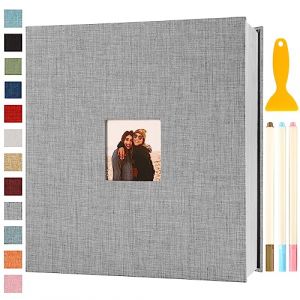 Album Photo Adhesif Vierge 33x32 CM Classeur Photo Livre Photo Personnalisable Scrapbook de Classe Mariage Livre D'or Enfant Bebe Carte Postale DIY, 120 Pages Gris (Semfalbuums, neuf)