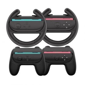 HEYSTOP Volants pour Nintendo Switch 2 [4 en 1] Joy-Con Grip Volants de Course pour Mario Kart World Jeu Mario Kart Switch 2 Housse de Protection pour Volant Joy-Con Grip Accessoires pour Manettes (OMNIGLINT TRADING LTD, neuf)