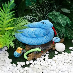 MorisMos Serpent Peluche Géante XXL 140cm avec 3 bébés Serpents dans 2 Oeufs de Serpents,Extra Doux et Mignon, Idée Cadeau Idée Cadeau Noël/Anniversaire (Bleu) (CYBIL TOY, neuf)