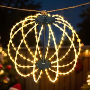 &Eacute;clairage de No&euml;l Ext&eacute;rieur Boule Lumineuse, Boule LED Suspendue 30 cm 144 LED Guirlande Lumineuse Ext&eacute;rieur, 8 Modes, IP44 &Eacute;tanche, Boule Pliable D&eacute;coration de No&euml;l Solaire Aliment&eacute;e par Batterie (wuhanshiyihekejiyouxiangongsi, neuf)