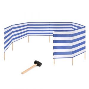 Garronda Paravent Plage Coupe-Vent Camping Brise-Vent avec Marteau en Caoutchouc GAEX001 (Rayures, 12 m) (Hisert, neuf)