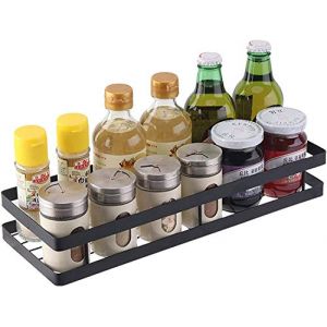 PIGPIGFLY Etagere &agrave; Epices Avec 4 Crochets, Range Epices Cuisine Murale en Acier Inoxydable, Pour Montage Mural ou Pour Armoire, Rangement Epices Cuisine, Porte Epice (40CM) (PigPigFly, neuf)