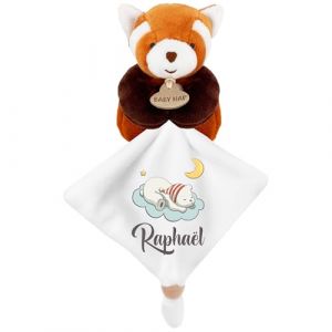 KDO MAGIC - Doudou personnalisé - Personnalisable avec Un prénom - Peluche personnalisée - Cadeau Naissance, garçon, Fille, bébé, Anniversaire (Nuage, Panda Roux) (KDO-MAGIC, neuf)