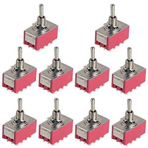 ETOPARS 10 Pi&egrave;ces Mini Interrupteur &agrave; Bascule on-on 6A 125V / 3A 250V 12 Broches 2 Positions 4PDT Miniature Interrupteur Voiture Borne Soudure (Etocars, neuf)