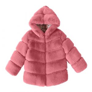 Manteaux en Fausse Fourrure Fille Hiver Veste en Fausse Fourrure pour Enfants Filles en Fausse Chaude Vestes à Capuche Blouson d'hiver Manteaux et Blousons Ado Chaude en Peluche pour 2-13 Ans (⭐⭐⭐⭐⭐AEGJEGVD⭐⭐⭐⭐⭐, neuf)