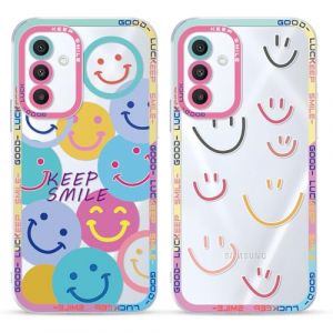 Yoedge 2 pi&egrave;ces Coque pour Samsung Galaxy A16 5G 6,7" Motif de Emoji et Smile Fille Femme &Eacute;tui, Transparente Housse de Protection Antichoc TPU Mignon Aesthetic Design Case Cover pour Samsung A16 (Somin Ivka EU, neuf)