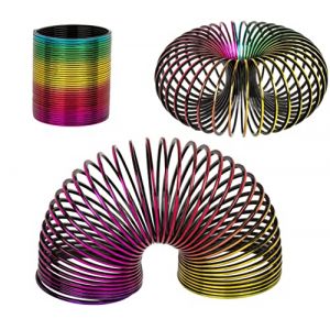 Ressort slinky plastique m&eacute;tal ou multicolore arc-en-ciel, nostalgie des ann&eacute;es 90 et 2000, ondamania, Addictif et antistress (plastique multicolore 5,5 cm) (Mister Curiosities - Vendeur Fran&ccedil;ais, neuf)