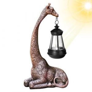 Statue solaire de jardin girafe - D&eacute;coration de jardin mignonne avec lanterne animale | Figurine de girafe en r&eacute;sine, d&eacute;coration de jardin &agrave; &eacute;nergie solaire pour patio, pelouse, balcon | Art de jardin (anticl, neuf)