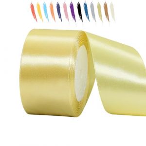 MORAINJAY 50mm Jaune P&acirc;le Ruban Satin,5cm Ruban Rouleau pour Emballage Cadeaux,23 M&egrave;tres Satin Ribbon Roll pour Bouquets,Ballon,Couture,N&oelig;uds,G&acirc;teau,D&eacute;coration de Mariage/Anniversaire/No&euml;l/F&ecirc;te (WN A6, neuf)