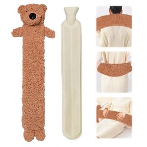 Lvjkes Bouillotte Peluche, Bouillotte Eau Chaude Longue, 2 Litres 75x11 cm Bouillotte en Caoutchouc Avec Couvercle, Amovible pour le nettoyage, Convient au cou, au ventre et au dos (Petit ours) (xianxinbaishunshangmaoyouxiangongsi, neuf)