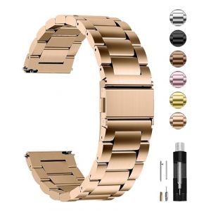 Fullmosa Bracelet de Montre en Acier Inoxydable 22mm Compatible avec Samsung Gear S3 Classic/Gear S3 Frontier/Galaxy Watch 46mm/Galaxy Watch 3 45mm,Garmin Venu 3/Venu 2 pour Homme/Femme,Or Rose (Fullmosa FR, neuf)