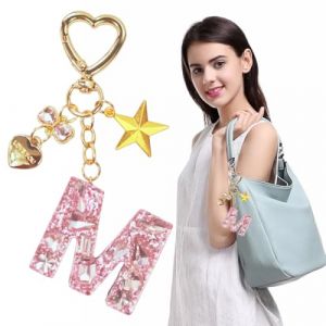 OUDQFCJ Porte-cl&eacute;s lettre rose avec initiale avec lettres pour filles et femmes (Mapico, neuf)